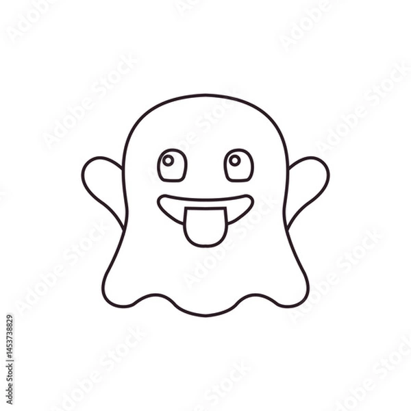 Fototapeta Funny ghost emoji vector boo spooky halloween chat symbol sign icon illustration