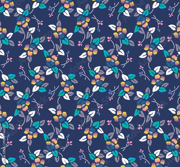 Fototapeta Japanese Flower Vine Vector Seamless Pattern

