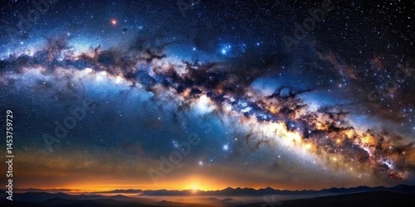 Fototapeta Galactic canvas with twinkling stars and a majestic Milky Way stretching across the night sky