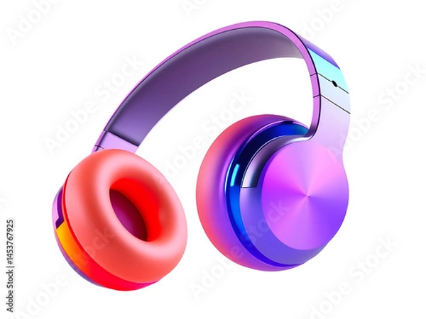 Fototapeta Futuristic Gradient Headphones PNG on Transparent Background for Gaming Stream Overlay