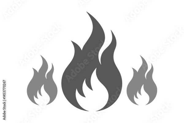 Fototapeta Three stylized flame icons display heat and energy against a transparent backdrop
