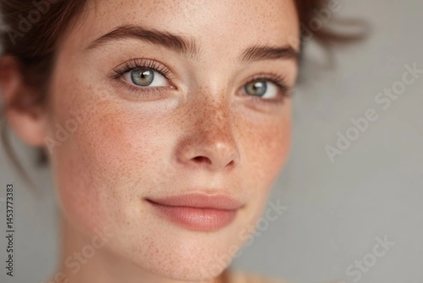 Obraz close-up of model face showcasing ideal makeup capturing every detail of flawless application