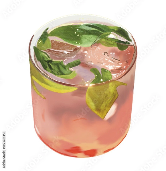 Obraz Basil Grapefruit Ade Juice Tea Vector Design