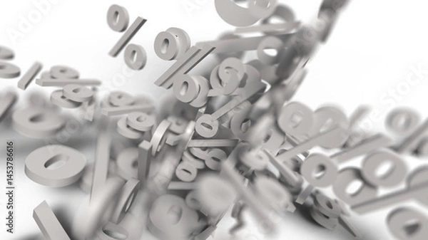 Fototapeta flying 3d digits percent math finance calculation abstract background transparent