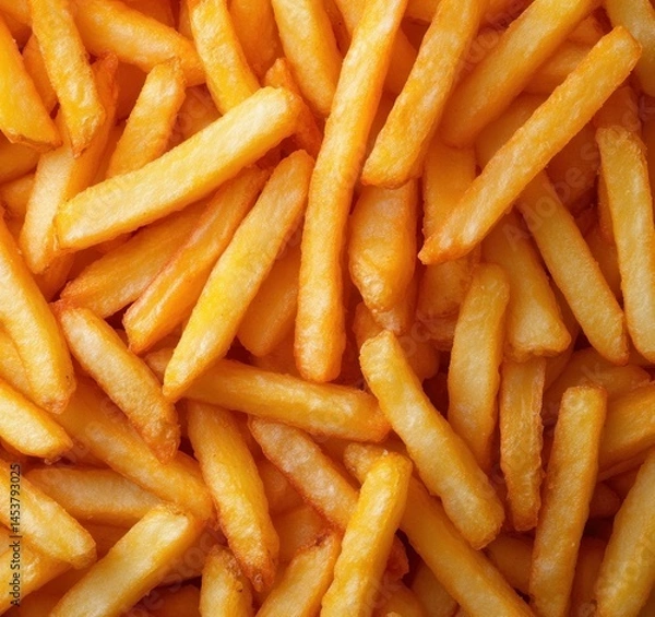 Obraz Golden crispy French fries piled high on a serving platter ready for sharing at a casual gathering