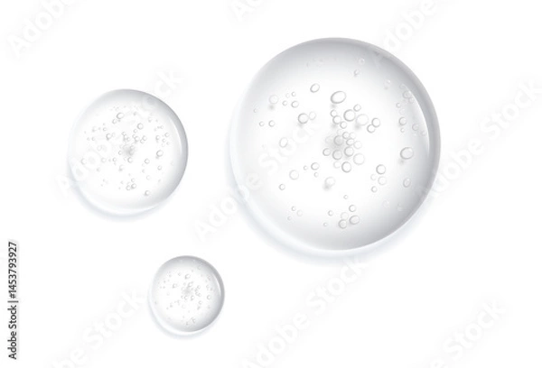 Obraz Gel serum texture. Clear skin care liquid drops. Cosmetic product swatch isolated on white background
