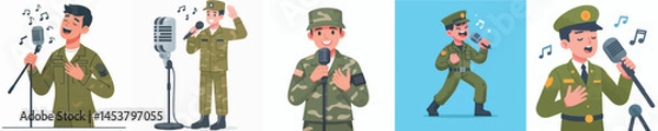 Fototapeta soldier vector singing using microphone