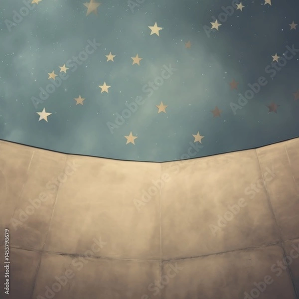 Obraz Ethereal starry sky above an architectural structure, blending dreams and reality in a serene nightscape.