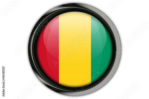 Fototapeta Guinea  flag in the button pin Isolated on White Background