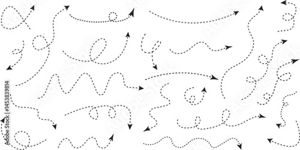 Obraz Dotted Arrows Set Collection for Infographics and Design Elements