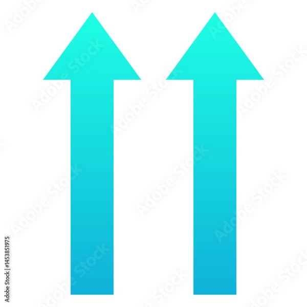 Fototapeta Upper Arrows, Double Arrows Vector Icon, Silhouette Gradient Style Isolated Vector Icon. 