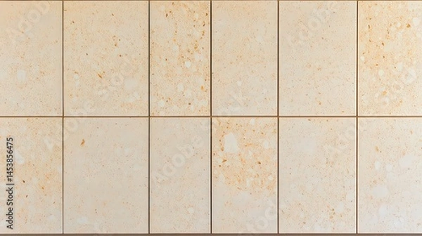 Obraz A textured, light beige wall composed of square panels with subtle, rusty speckles throughout. It has a minimalist, modern aesthetic