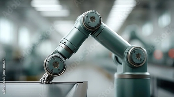 Fototapeta Robotic Arm Technology, Automation, and Manufacturing in Modern Factory