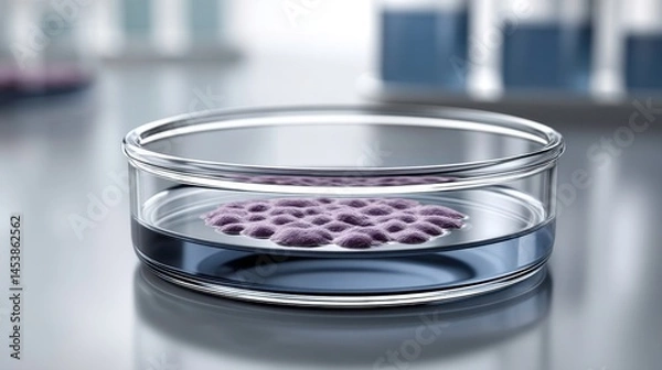 Fototapeta Stem Cells Culture in Petri Dish for Medical Research and Biotechnology, Lab Experiment