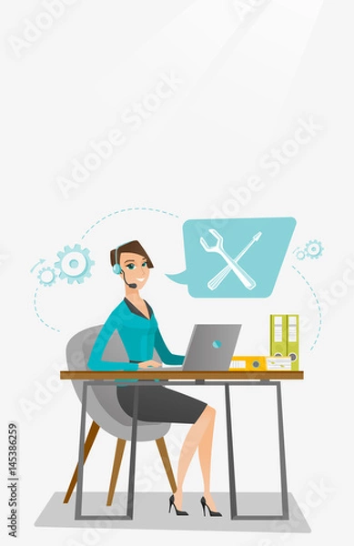 Fototapeta Technical support operator vector illustration.
