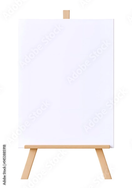 Fototapeta 3D Blank White Poster on Easel Isolated on Transparent Background