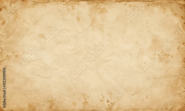 Fototapeta Flat vector illustration of old paper texture background featuring natural aging, grunge stains, and vintage elements for creative or retro-themed designs