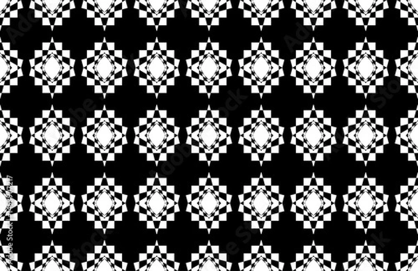 Fototapeta black and white seamless background pattern wallpaper textile circel flower vintag fashion repate.