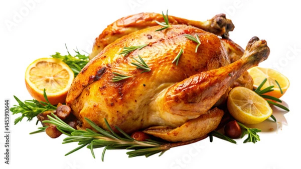 Fototapeta roasted chicken with vegetables