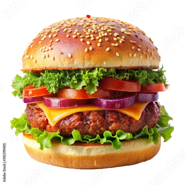 Fototapeta hamburger on white background