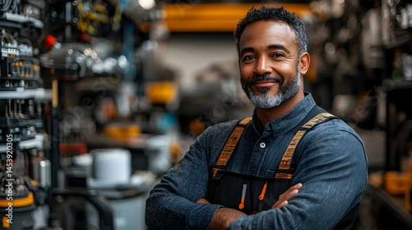 Obraz Smiling tradesman in a workshop