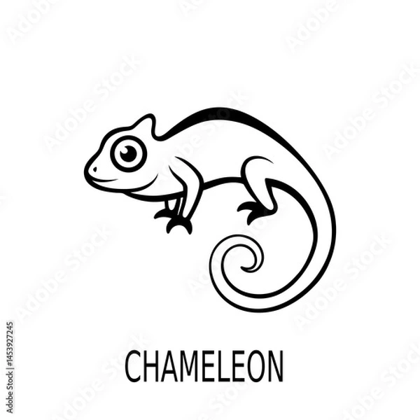 Fototapeta Chameleon Line Art Vector Illustration for Wildlife Reptile and Minimalist Designs