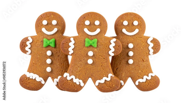 Fototapeta gingerbread Christmas men isolated on solid white background 