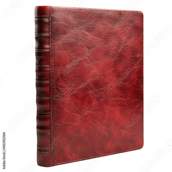 Fototapeta Blank red hardcover notebook isolated on white png red diary png writing notebook png plain journal png transparent background image
