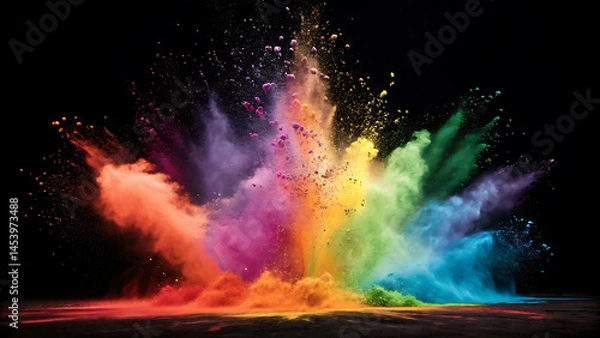 Fototapeta From the deep space nebula, a mystical fire in water glows with a light that hints at the universe's big bang