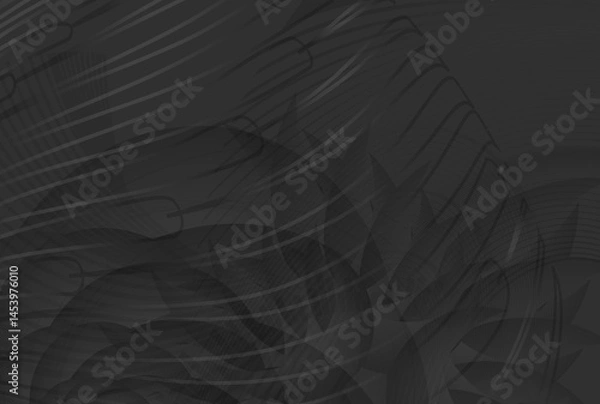 Fototapeta Dark Abstract Futuristic Background with Wavy Lines and Modern Geometry — Perfect for Fintech, Technology Ads, or Corporate Branding