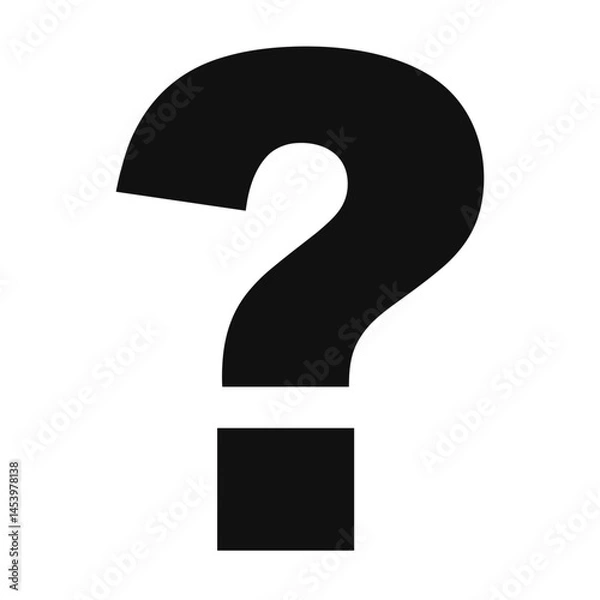 Fototapeta Black and white question mark vector icon, minimal design, for websites