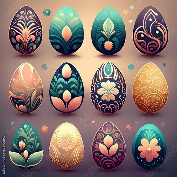 Fototapeta set of easter eggs