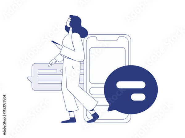 Obraz Communicate with consultants flat vector character concept operation hand drawn illustration
