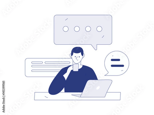 Obraz Communicate with consultants flat vector character concept operation hand drawn illustration
