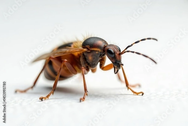 Fototapeta Close-up of single insect on pure white backdrop, isolated, animal