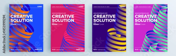 Fototapeta Modern abstract covers set, minimal covers design. Colorful geometric background, vector illustration.