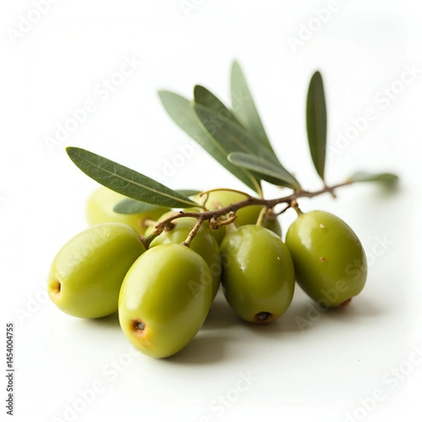 Obraz green olives with leaves