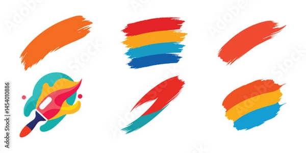 Obraz set of colorful watercolor paint strokes on white background