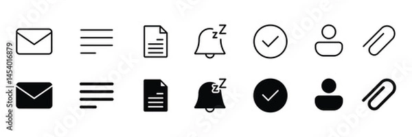 Fototapeta Set of Notification icon collection. Inbox, menu, Vector Illustration.
