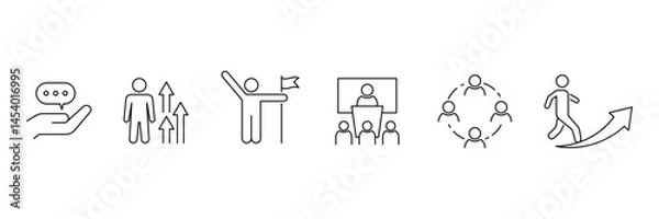 Fototapeta Set of Business teamwork icon collection. Containing team building, meeting, managing symbol vector illustration.