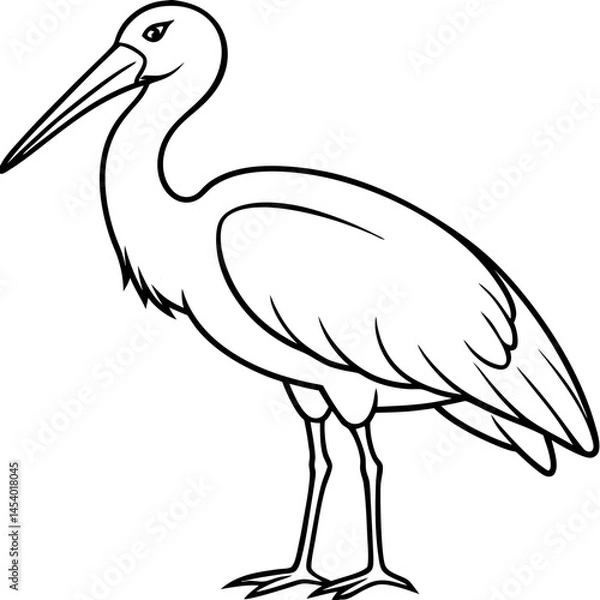 Fototapeta Minimal Asian Openbill Vector on White