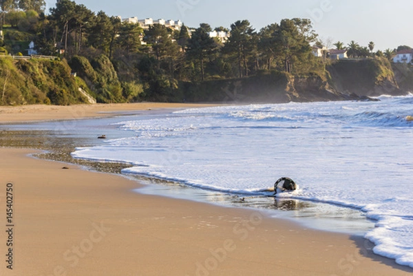 Obraz Nasa de pesca en la playa de Perbes (La Coruña, España).