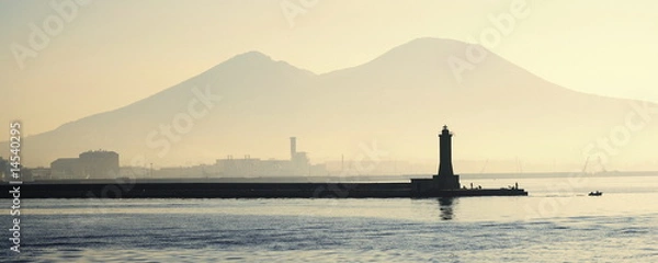 Obraz Lighthouse with Mount Vesuvius