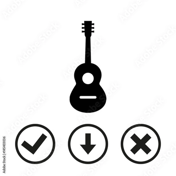 Fototapeta Acoustic guitar sign icon. Music symbol. stock vector illustration flat design