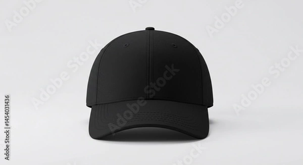 Fototapeta Plain Black Baseball Cap on White Background