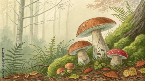 Obraz mushrooms in the forest