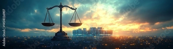 Obraz A majestic balance of justice above the city.
