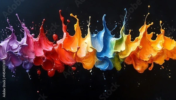 Obraz Vibrant paint splashes creating a colorful abstract design.