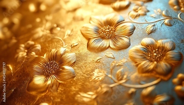 Obraz Ornate gold floral design, beautifully detailed and embossed.
