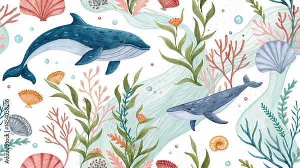 Obraz seamless pattern with fishes